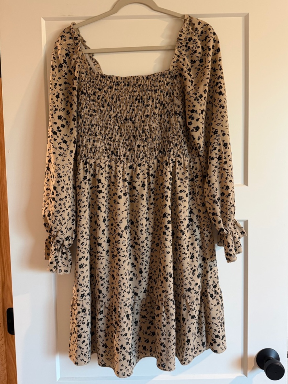 Smocked Long Sleeve Floral Dress